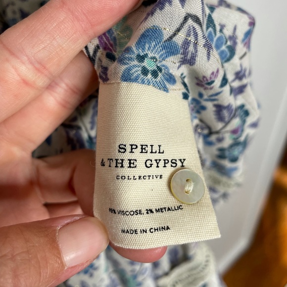 Spell & The Gypsy NWT Dahlia Midi Dress Dusty Blue - Picture 7 of 8